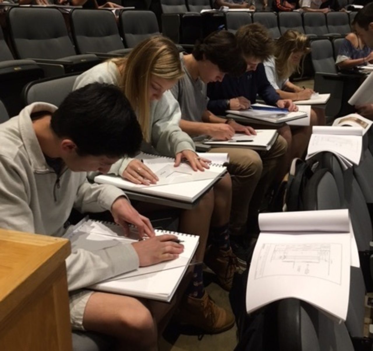 Students working on their drawings in a breakout session